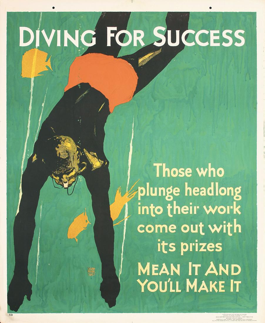Original 1920s Mather Work Poster Chicago Diver (1 of 1)