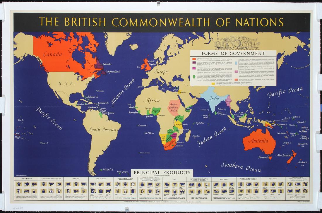 Original Vintage 1940s British Commonwealth Map Poster (1 of 1)