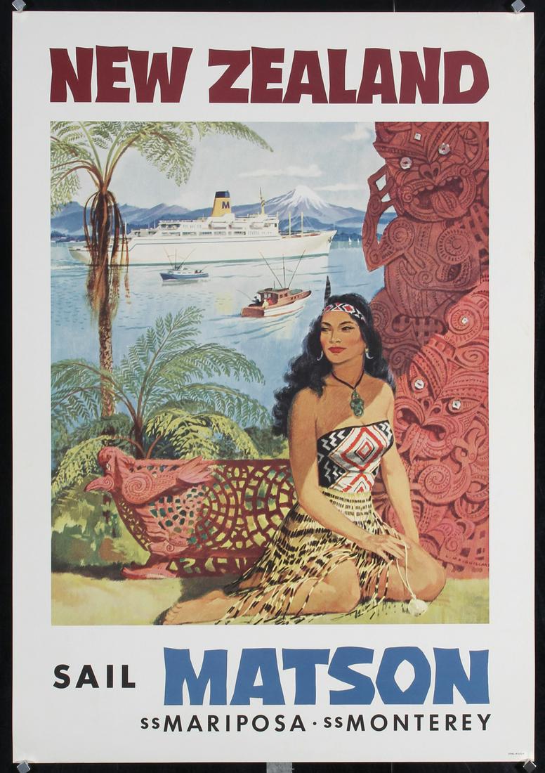 Original Vintage 1950s Matson New Zealand Travel Poster (1 of 1)