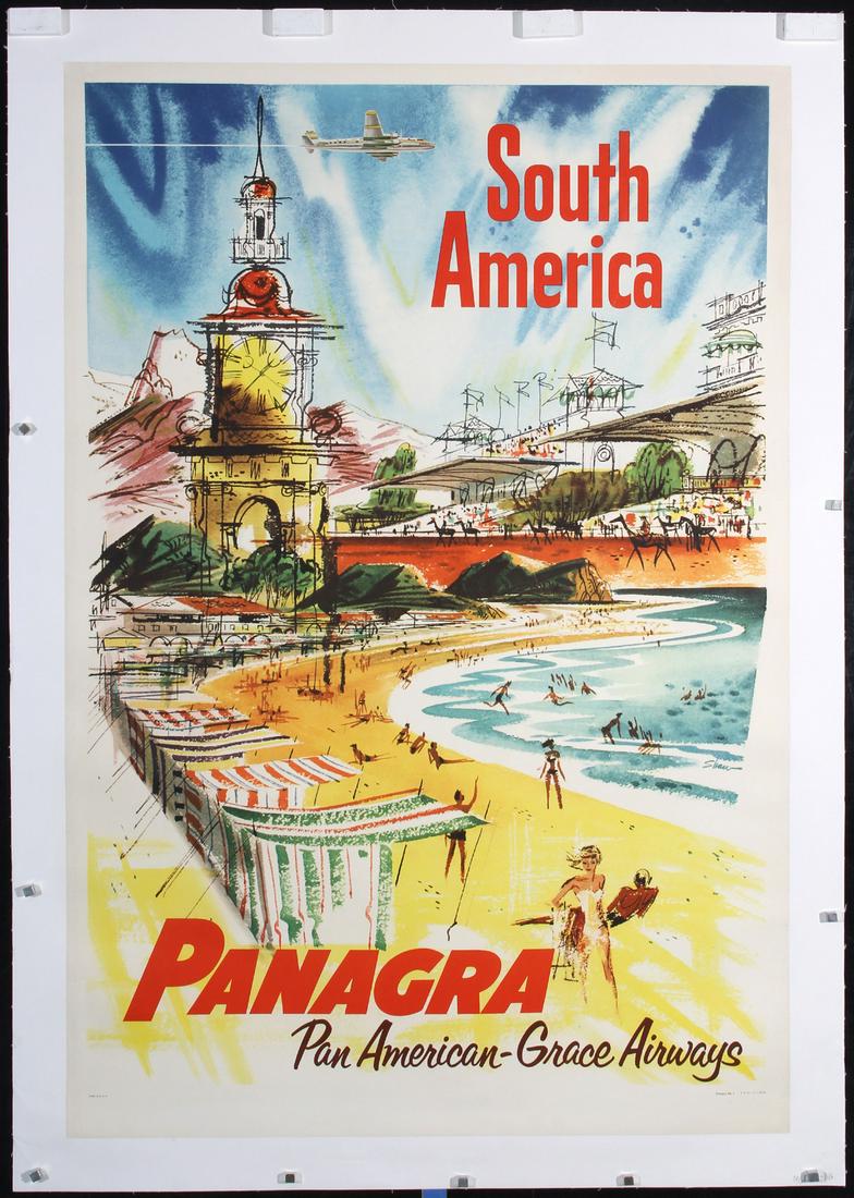 Original 1950s/60s Pan Am Grace Air Travel Poster So Am (1 of 1)