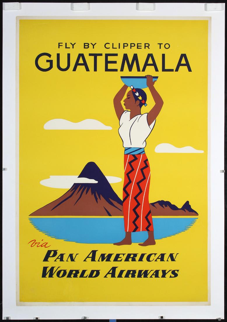 Original 1950s Pan Am Guatemala Airline Travel Poster (1 of 1)