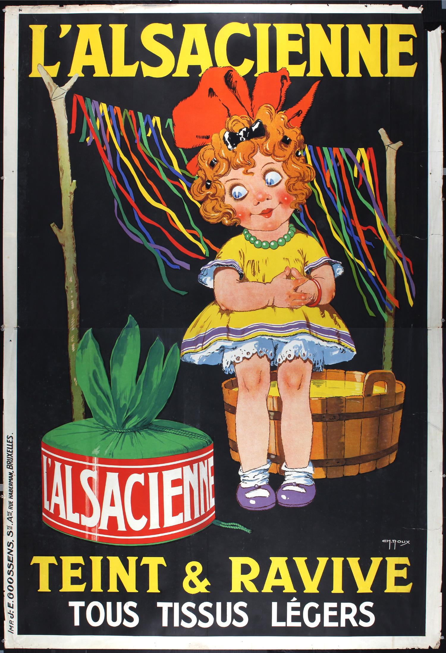 Huge 1930s French Advertising Poster Alsacienne Girl (1 of 1)