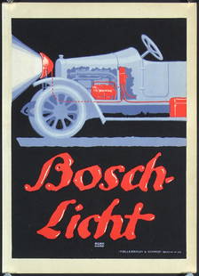 Original Small Lucian Bernhard Bosch Licht Print: Bernhard, Lucian (Emil Kahn) 1883 - 1972 Bosch-Licht (Print) Letterpress Print ca. 1913 26 x 19 cm Printer: Hollerbaum & Schmidt, Berlin Condition Details: (A) smaller original print of the famous