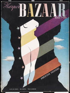 Original 1930s Cassandre Art Harper's Bazaar Magazine: Cassandre (Adolphe Mouron), 1901 - 1968 Harper's Bazaar / Container Corporation (4 Items) Letterpress Print 1939 33 x 25 cm Printer: no information Condition Details: incl. complete March 1, 1939