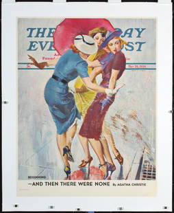 Original 1930s Saturday Evening Post Poster Women: LaGatta, John 1894 - 1977 The Saturday Evening Post (Splashed) Letterpress Print 1939 71 x 56 cm Printer: no information Condition Details: (A-) linen-backed, small restored margin loss in the