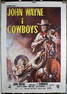 Original 1972 John Wayne Cowboys Poster Linen Backed