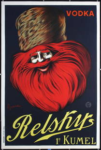 Original Vintage 1910 Cappiello Vodka Relsky Poster: Cappiello, Leonetto 1875 - 1942 Vodka Relsky Lithograph 1910 46.4 x 31.1 in. (118 x 79 cm) Printer: Vercasson, Paris. Condition Details: (A) on linen, tiny stain at the top in hat#France #Food &