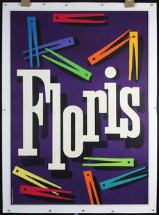 Original 1940s Herbert Leupin Floris Design Poster: Leupin, Herbert 1916 - 1999 Floris Lithograph 1949 50.3 x 36.2 in. (128 x 92 cm) Printer: A. Trub, Aarau Condition Details: (B+) was folded, on linen, small tears and minor staining at the edges and