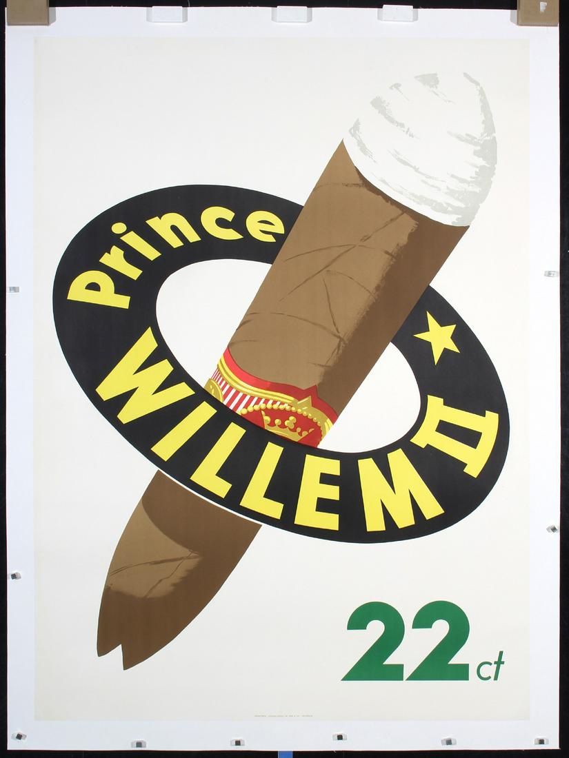 Original Vintage 1950s Dutch Cigar Poster Prince Willem