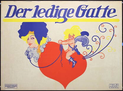 Original Vintage 1910s Berlin Opera Poster: Telemann, PaulDer ledige GatteLithograph ca. 191227.5 x 37.4 in. (70 x 95 cm)Printer: Robert Müller, PotsdamCondition Details: (B+) on Japan, small edge tears, minor surface browning, minimal sta
