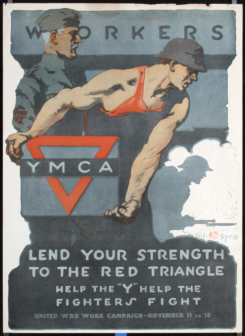 Old Original American World War I YMCA Poster GIL SPEAR (1 of 1)