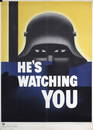 RARE Original HE'S WATCHING YOU WW II Poster LARGE VS