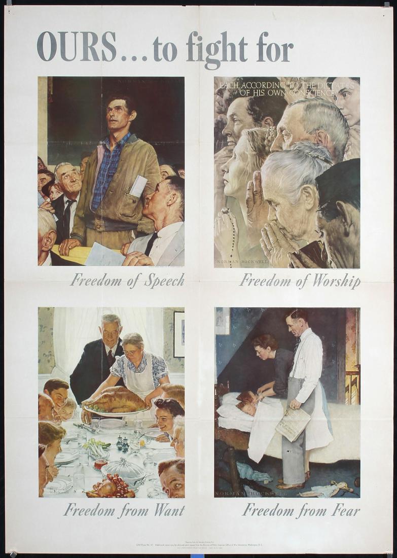 Original American WW II Poster ROCKWELL 4 Freedoms (1 of 1)