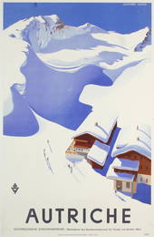 RARE Original 1930s Austria Ski Travel Poster Wunschhei