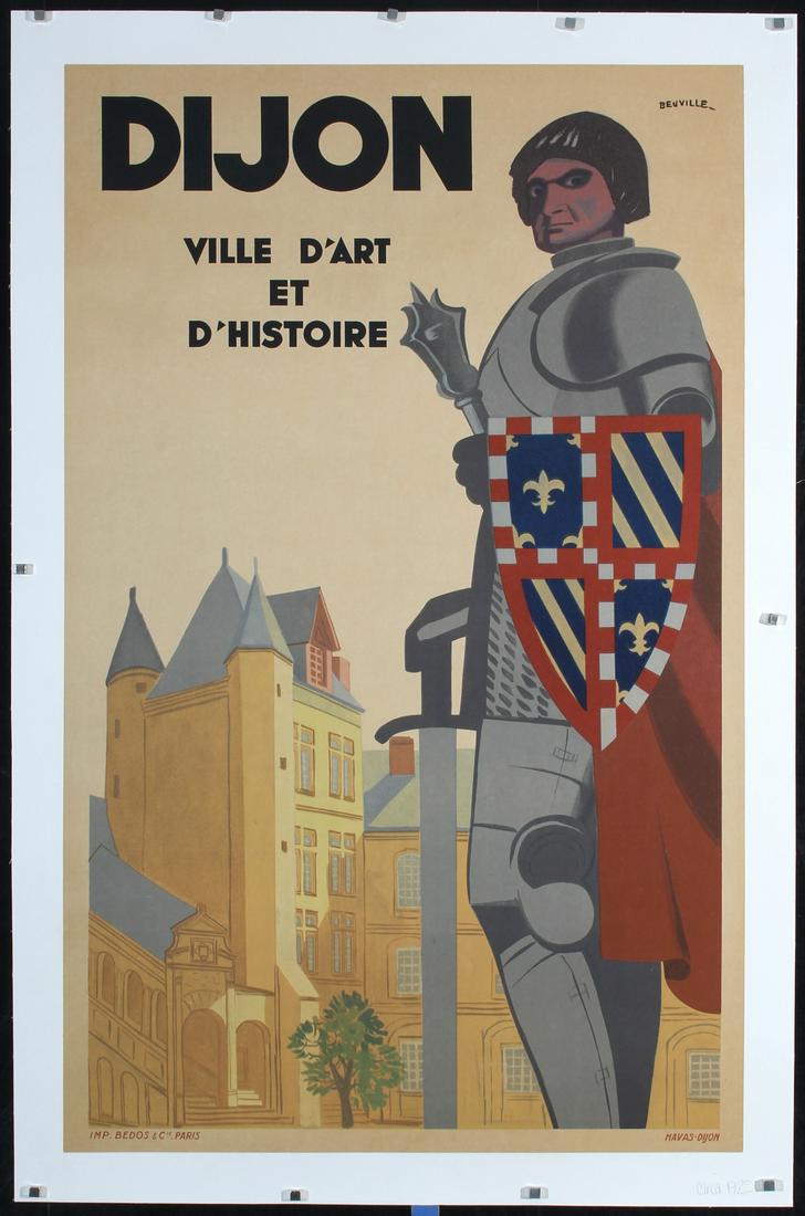 Original Vintage 1920s French Travel Poster Dijon Knight (1 of 1)