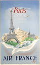 Original Vintage 1950s Air France Paris Travel Poster