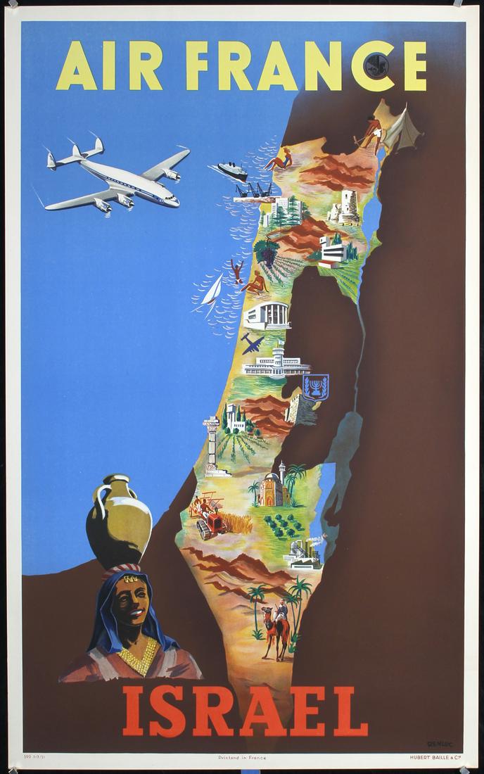 Original Vintage 1950s Air France Israel Travel Poster (1 of 1)