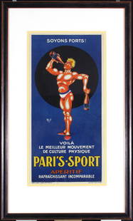 Original Vintage 1920s Framed French Poster MICH Art: Mich, (Michel Liebeaux) 1881 - 1923Pari's-SportLithograph ca. 192515.3 x 7.8 in. (39 x 20 cm)Printer: Gaillard, ParisCondition Details: (A-/B+) small format poster, prof. matted and framed, not inspec