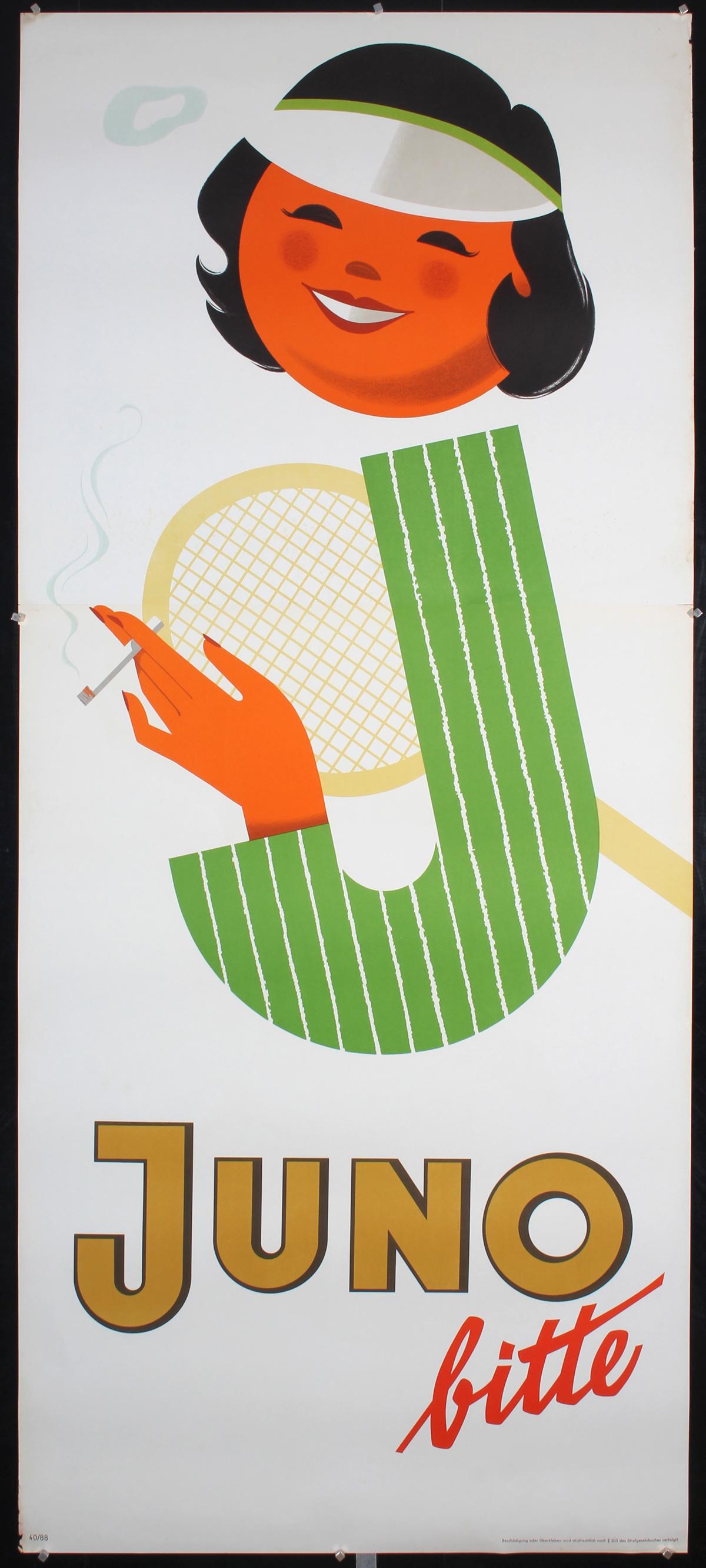 Original Vintage 1950s Juno Modern Cigarette Poster (1 of 1)