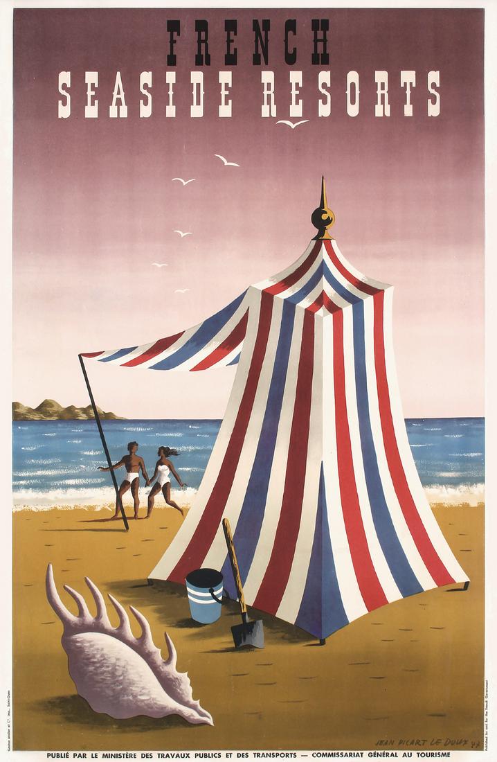 Original Vintage 1940s French Beach Travel Poster (1 of 1)
