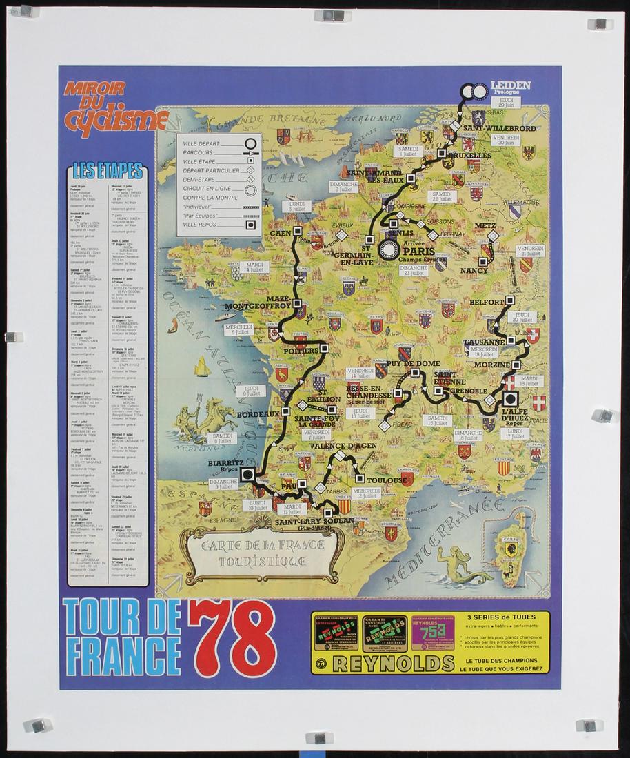 Original Vintage 1970s Tour de France Map Poster Route (1 of 1)