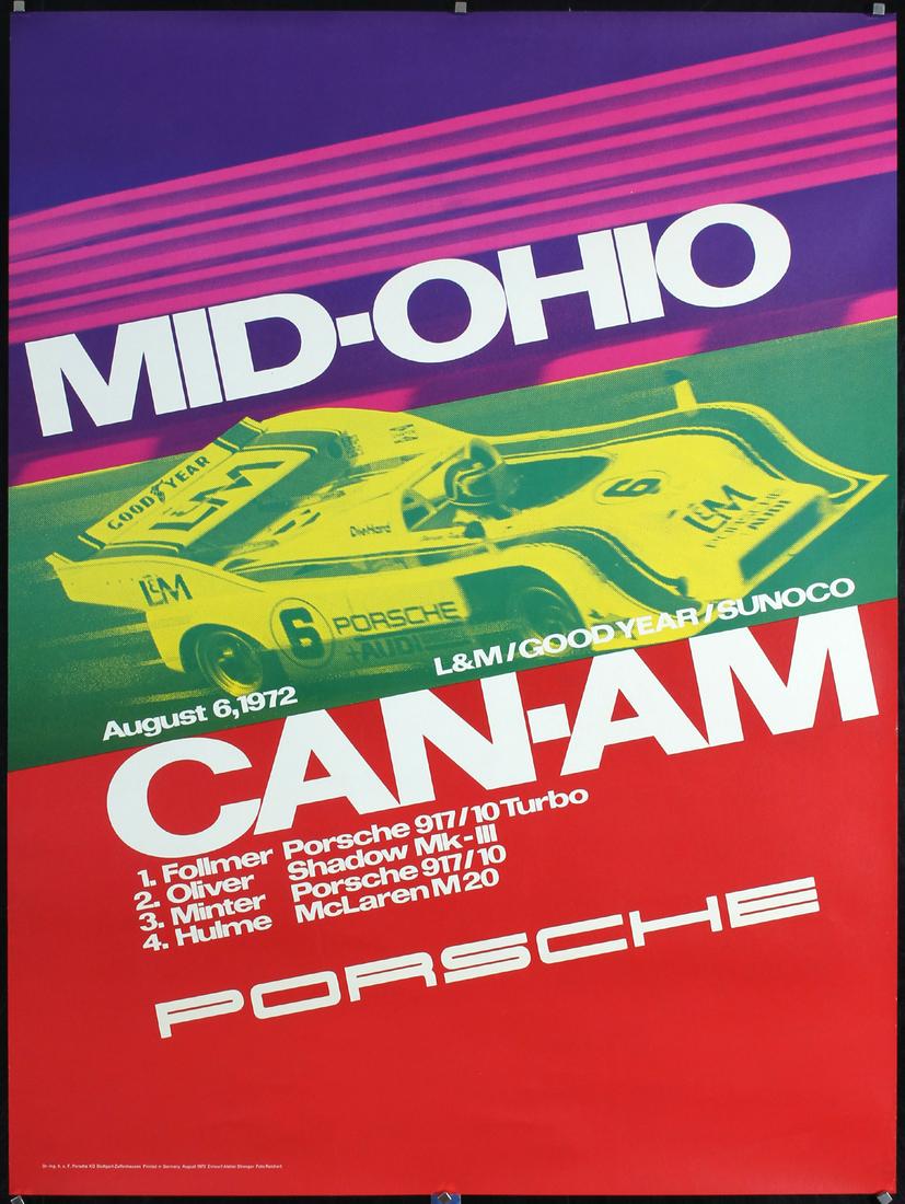 Original 1970 Porsche Factory Poster Mid-Ohio Can-Am (1 of 1)