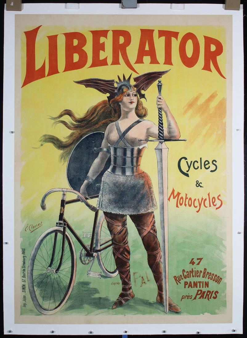 Original c. 1900 Liberator Bicycle Poster Clouet Pal (1 of 1)