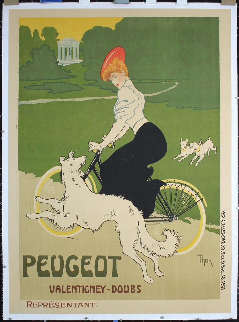 Original Vintage 1900s Peugeot Bicycle Poster Thor (1 of 1)
