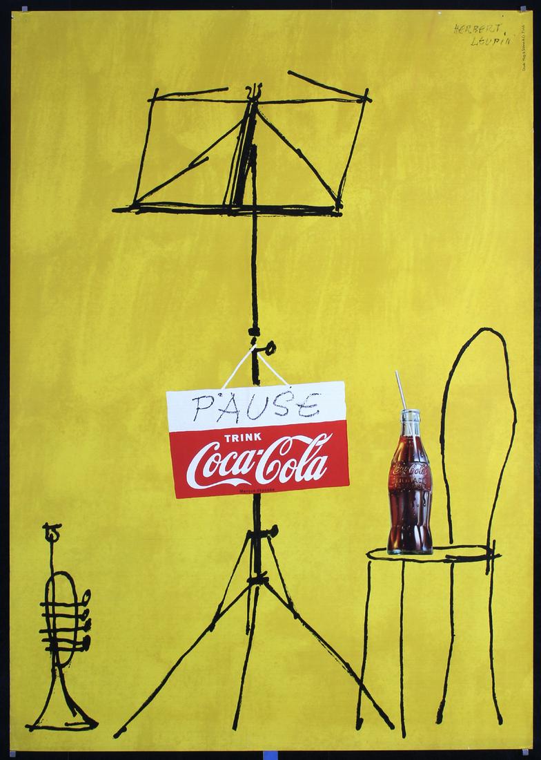 RARE Original 1950s LEUPIN Coca Cola Music Stand Poster (1 of 1)