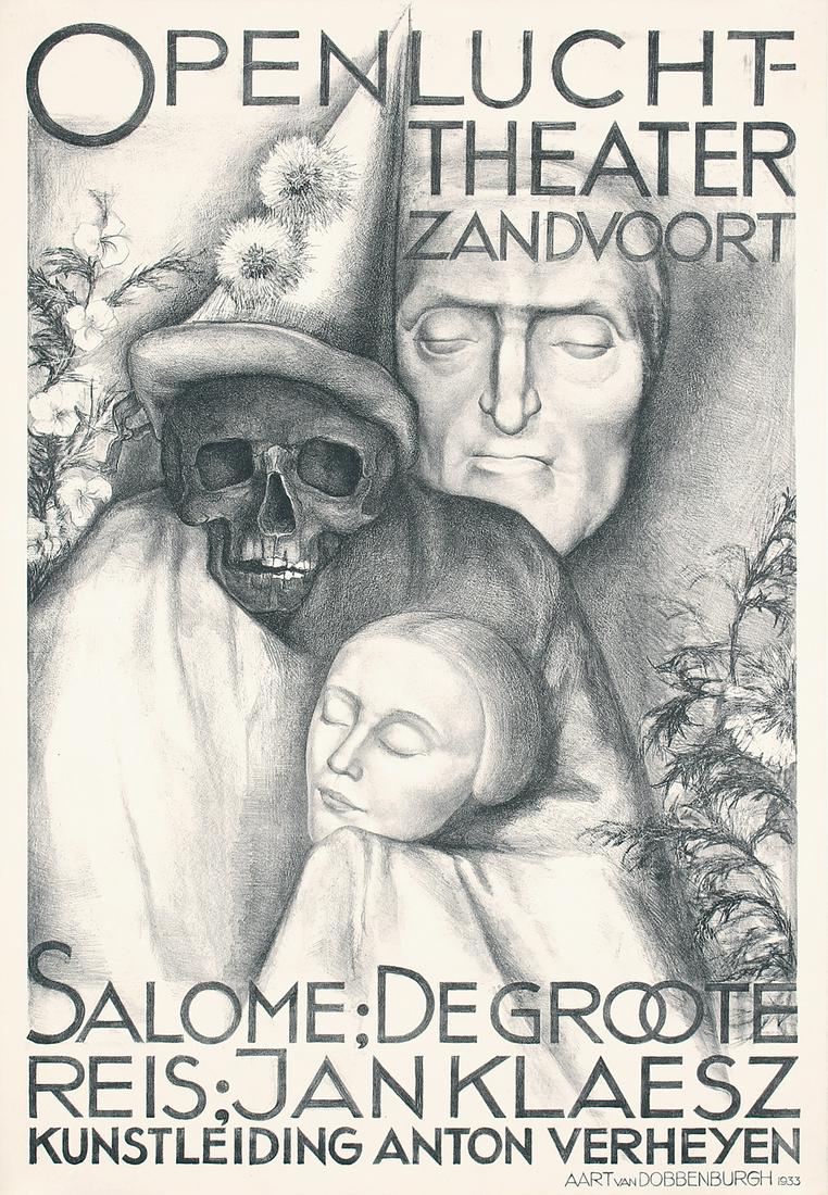 Original Vintage 1930s Dutch Theater Poster Death Mask (1 of 1)