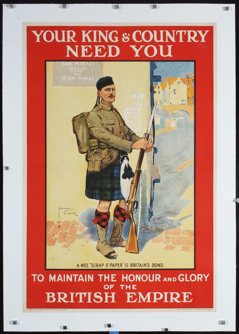 Original 1914 British World War I Recruiting Poster (1 of 1)