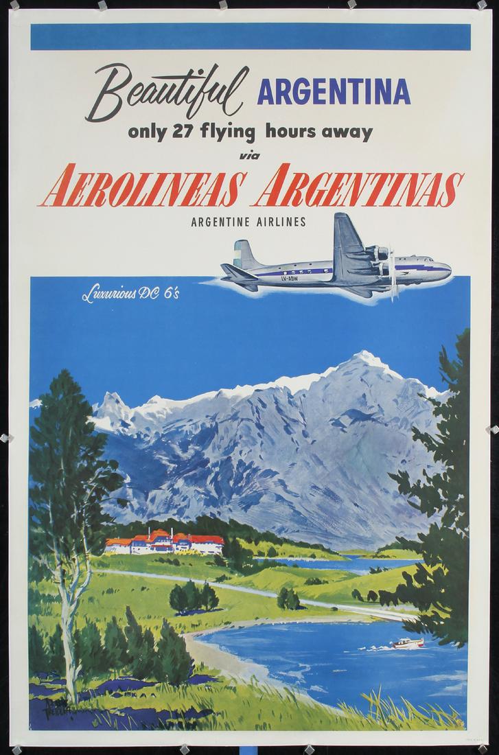 Original 1950s Argentina Airline Travel Poster TREIDLER (1 of 1)