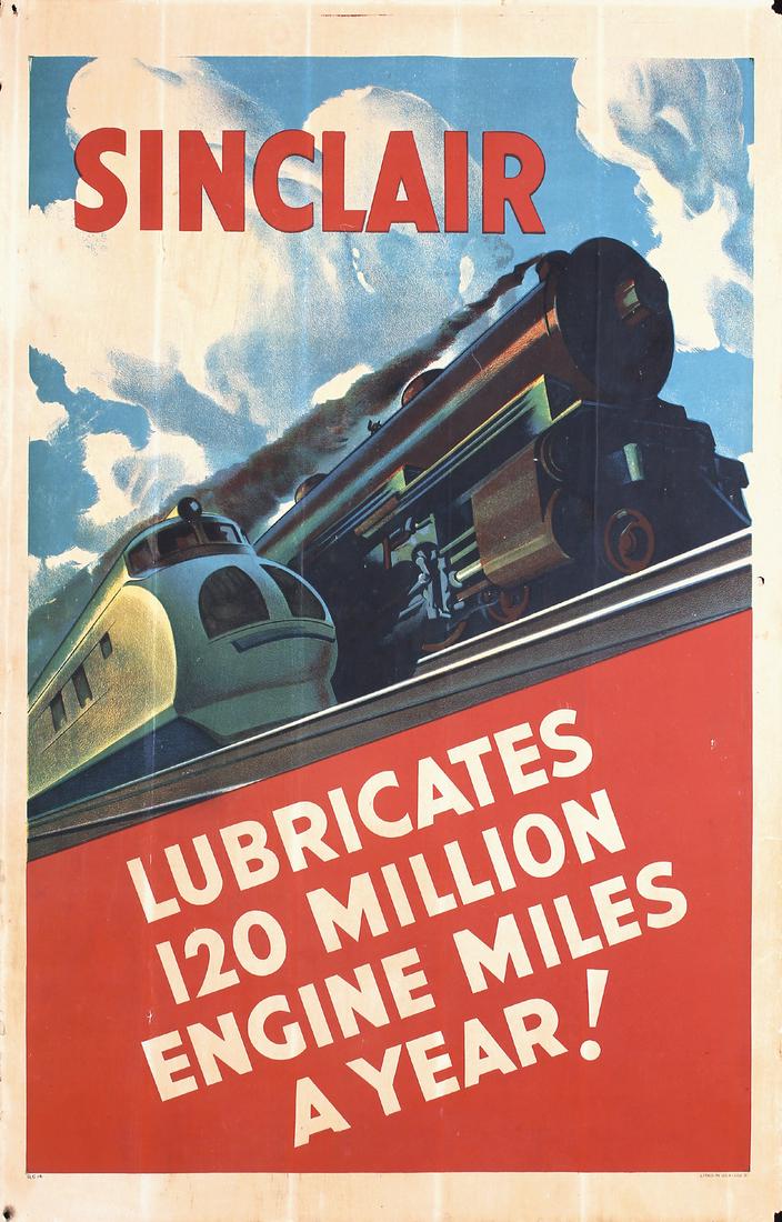 Original Vintage 1930s Sinclair Oil Railroad Poster (1 of 1)