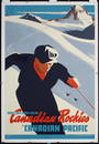 Original 1940s Canadian Rockies Ski Travel Poster CP