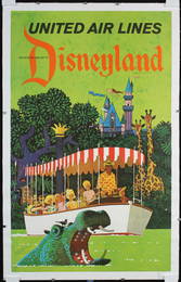 Rare Original 1960s United Disneyland Travel Poster Hip