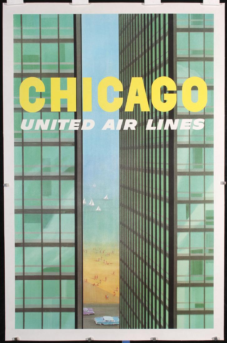 Original 1960s Chicago Travel Poster United Air Galli (1 of 1)