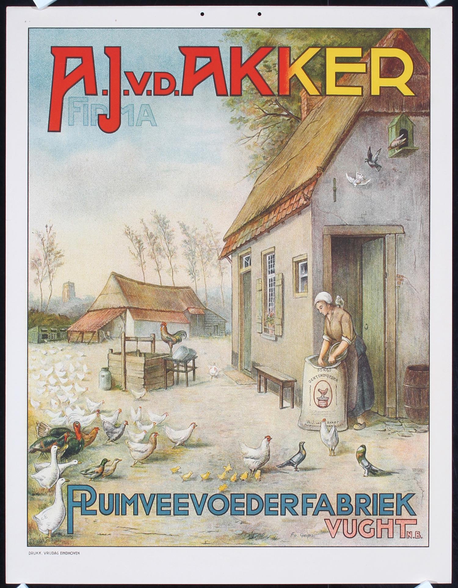 riginal 1920s Dutch Poultry Feed Agricultural Poster (1 of 1)