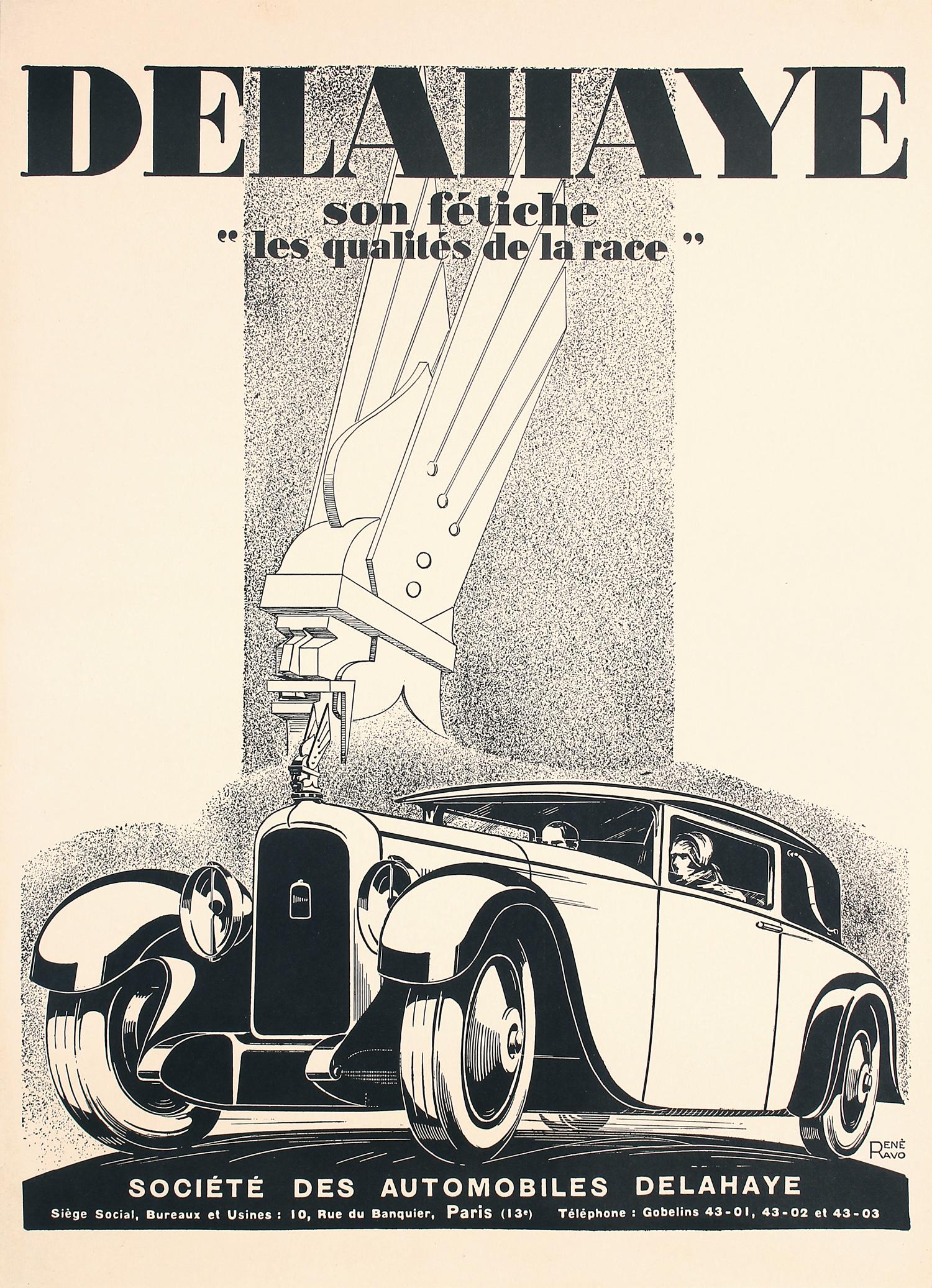 Original 1960s Delahaye Automobile Poster Ravo 1920s De (1 of 1)