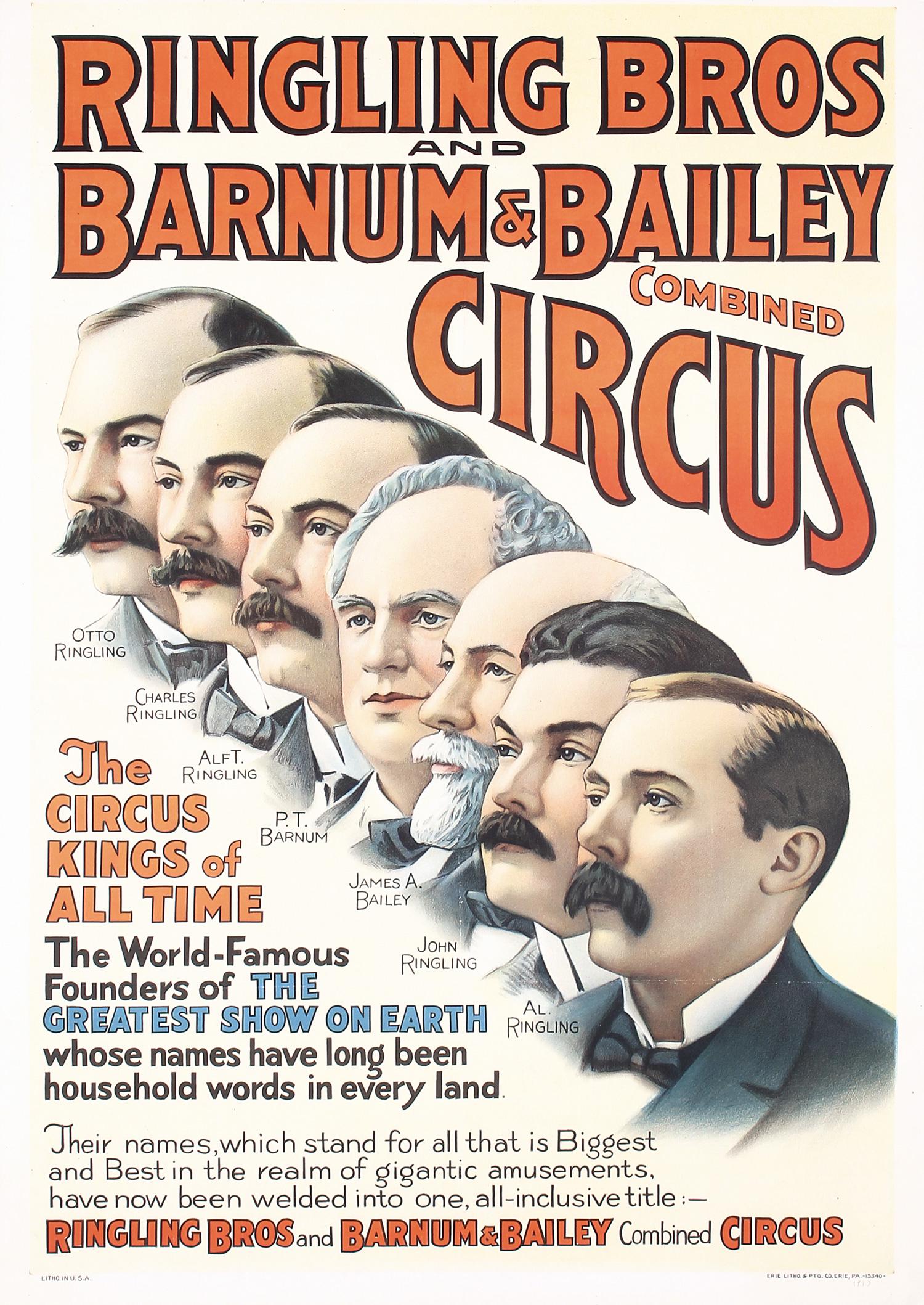 Original 1910s Barnum Bailey Circus Poster 7 Brothers (1 of 1)