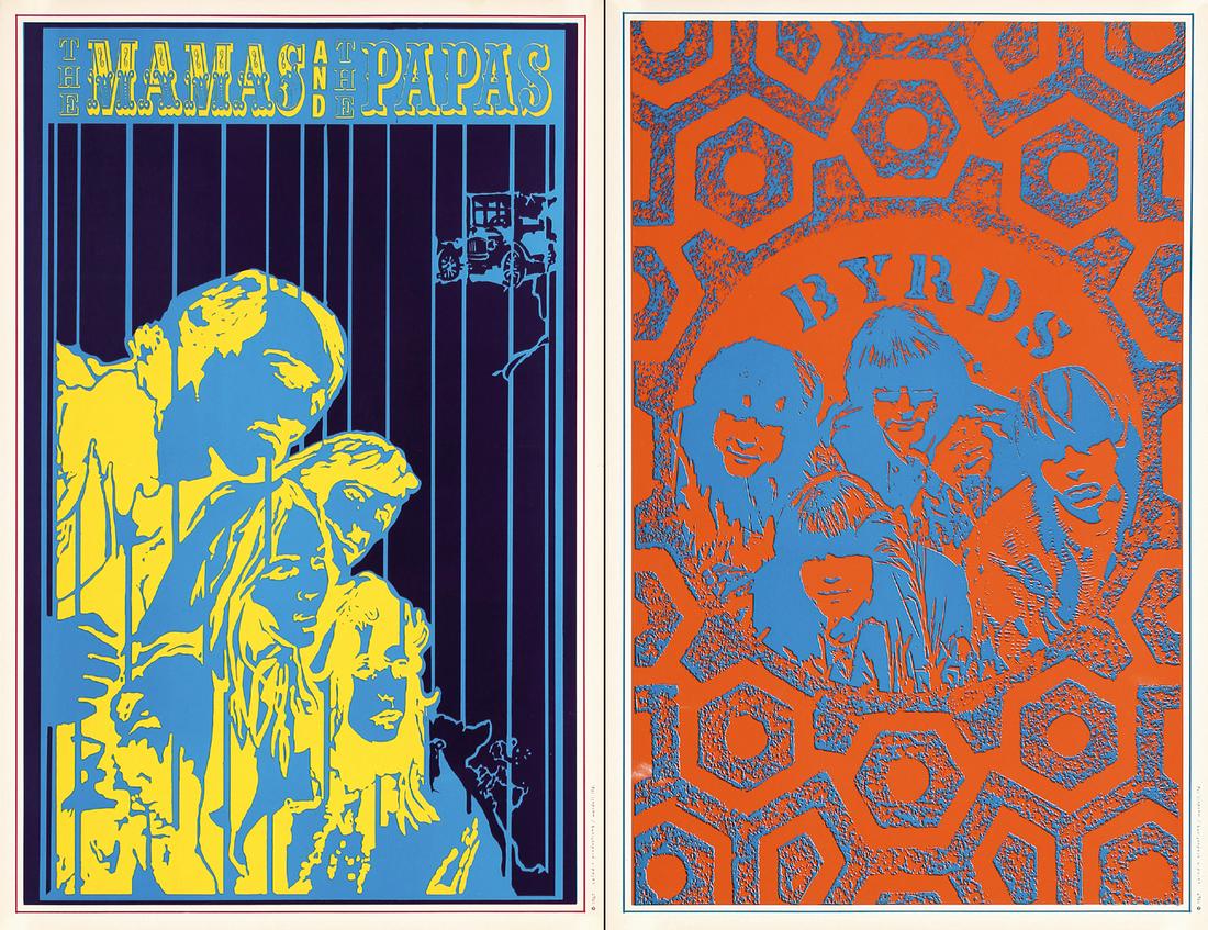 4 Original Vintage 1960s Rock Band Posters BYRDS MAMAS (1 of 5)