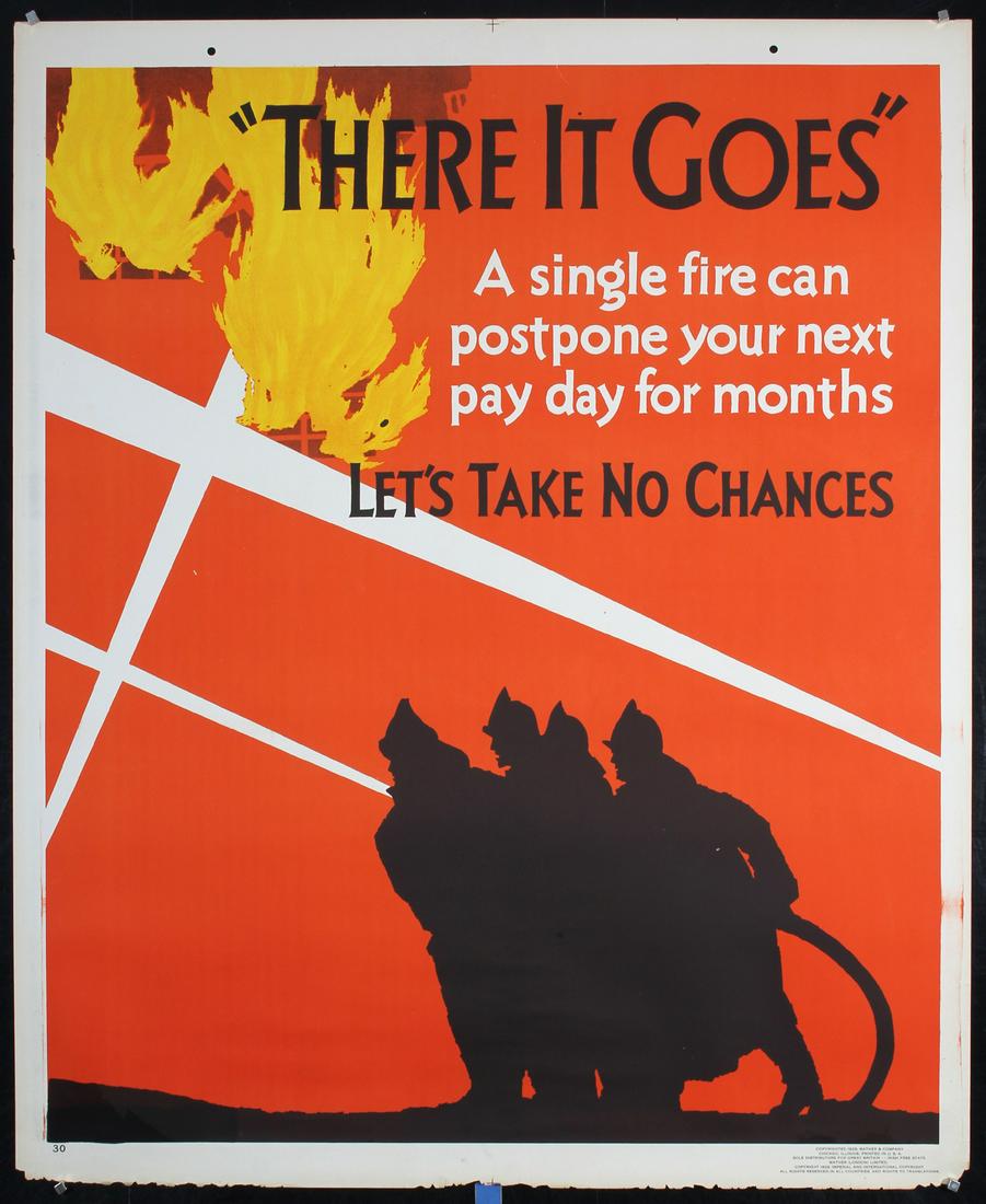 Old Original 1920s Mather Work Poster Chicago Firemen (1 of 1)