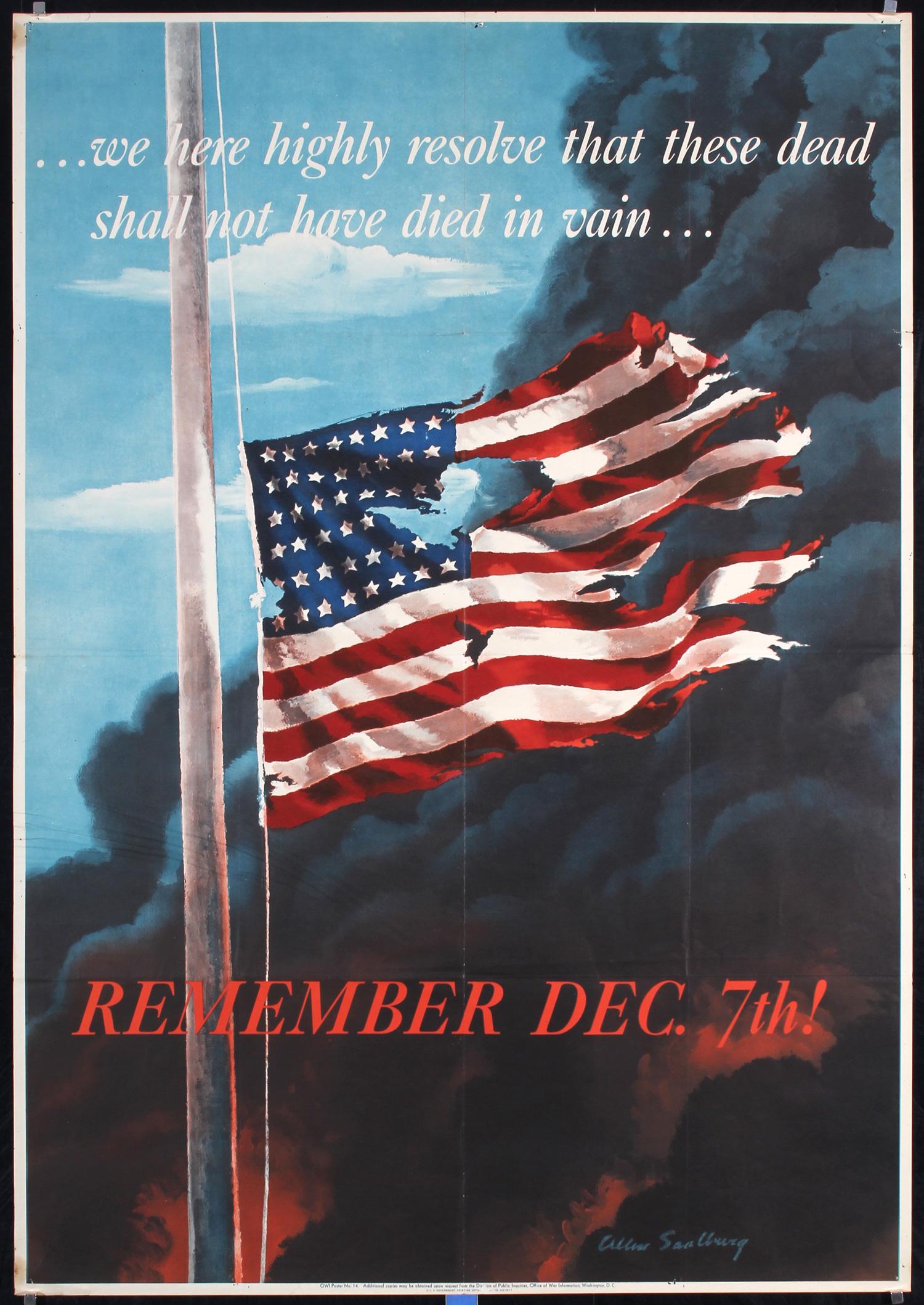 Original Vintage US WW II Poster Pear Harbor December 7 (1 of 1)