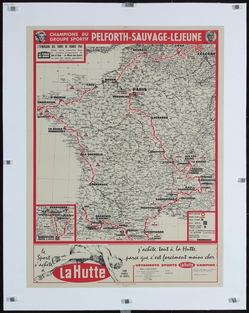 Original Vintage 1960s Tour de France Map Poster Route (1 of 1)