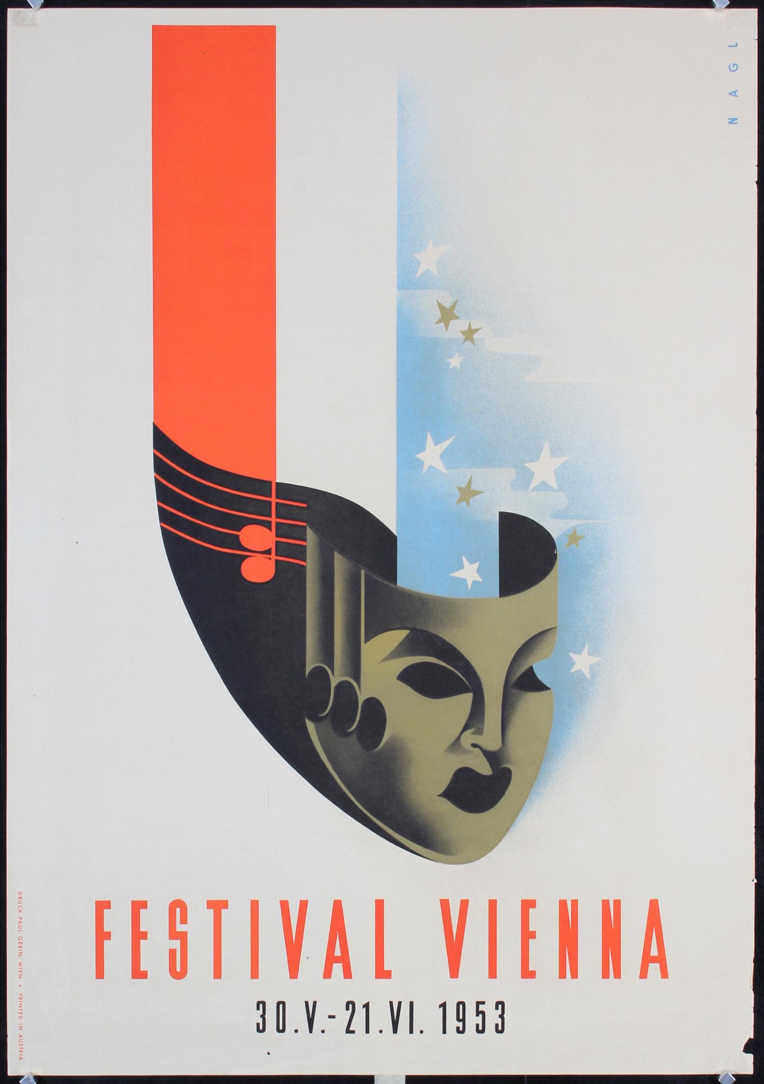 Original Vintage 1950s Vienna Festival Travel Poster (1 of 1)