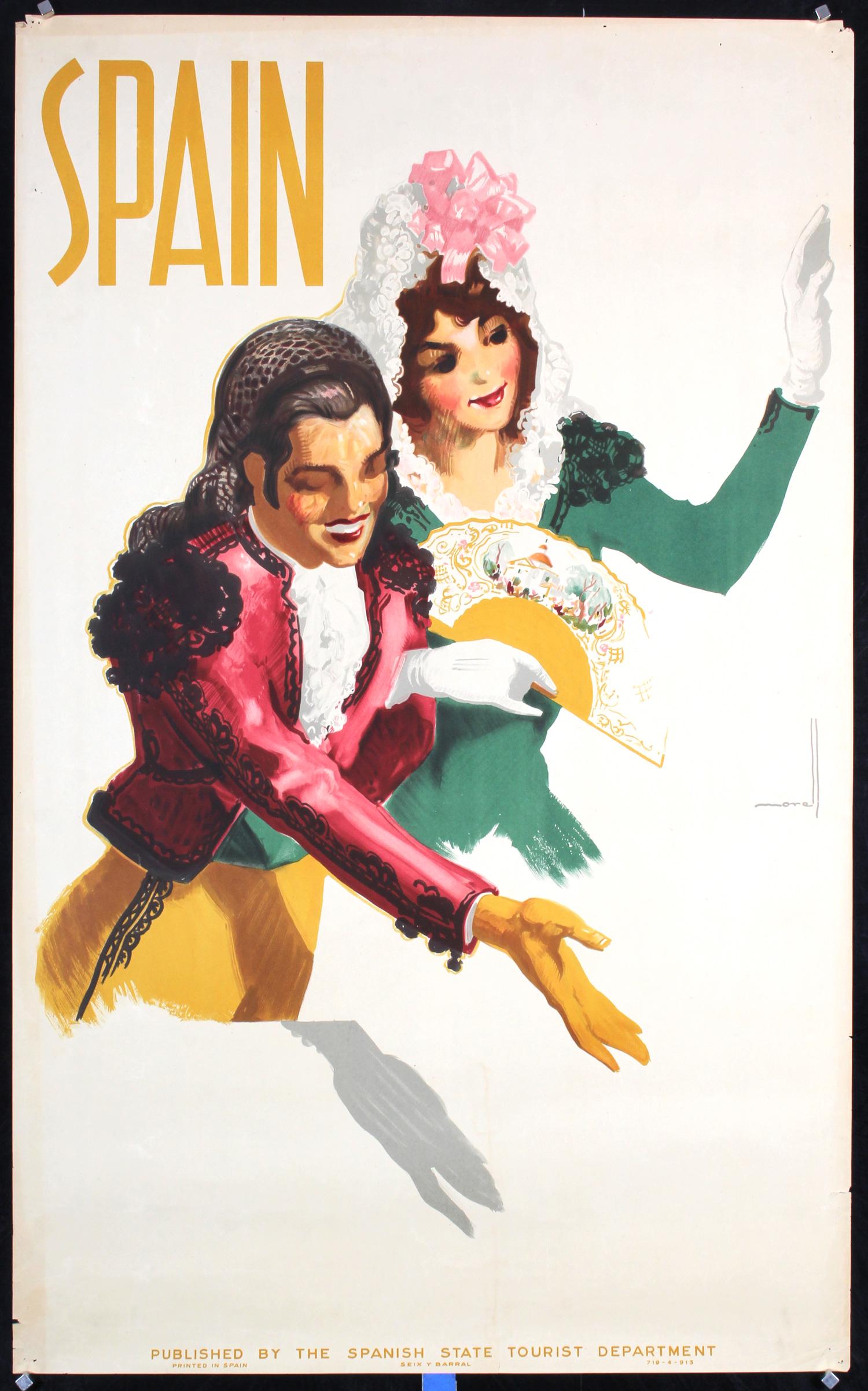 Original Vintage 1940s Spain Travel Poster Morell Art (1 of 1)