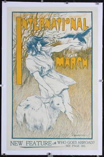 Original Vintage 1890s American Literary Poster Art Nouveau: Richardson, Frederick 1862 - 1937International - MarchLithograph ca. 189725.1 x 16.1 in. (64 x 41 cm)Printer: no informationCondition Details: (B+) backed on linen, overpainting in the margins#USA