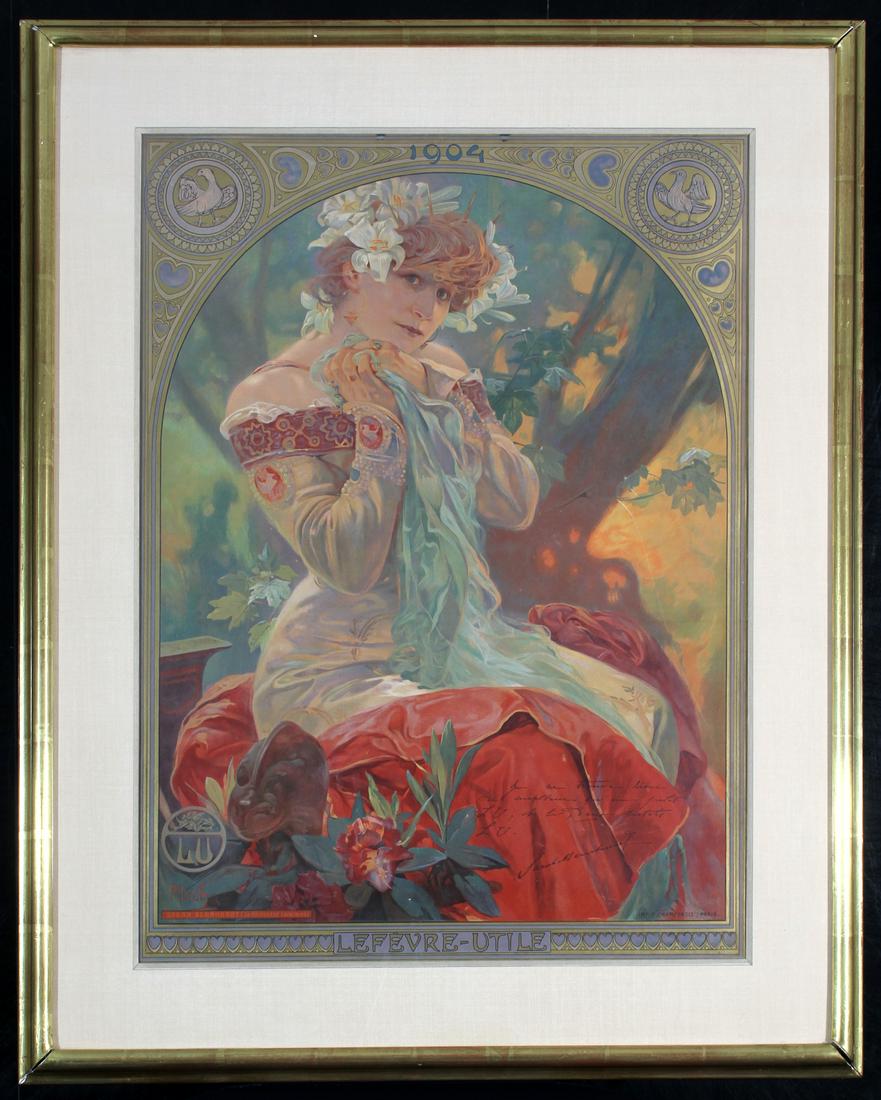 RARE ORIGINAL 1903 Alphonse Mucha Sarah Bernhardt Poster HAND-SIGNED (1 of 3)