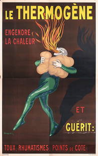 RARE Original 1900s Cappiello Thermogene 4-Sheet Poster: Cappiello, Leonetto 1875 - 1942Le Thermogene (Billboard 4-Sheet Version)Lithograph 1909124.8 x 78.7 in. (317 x 200 cm)Printer: Goossens, Lille-ParisCondition Details: (B+) in 4 sheets, small tears