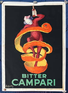 RARE ORIGINAL 1921 BITTER CAMPARI Cappiello 4-Sheet Poster: Cappiello, Leonetto 1875 - 1942Bitter Campari (Billboard)Lithograph 1921154.3 x 109 in. (392 x 277 cm)Printer: Les Nouvelles Affiches Cappiello, Paris-TorinoCondition Details: (A-/B+) backed on