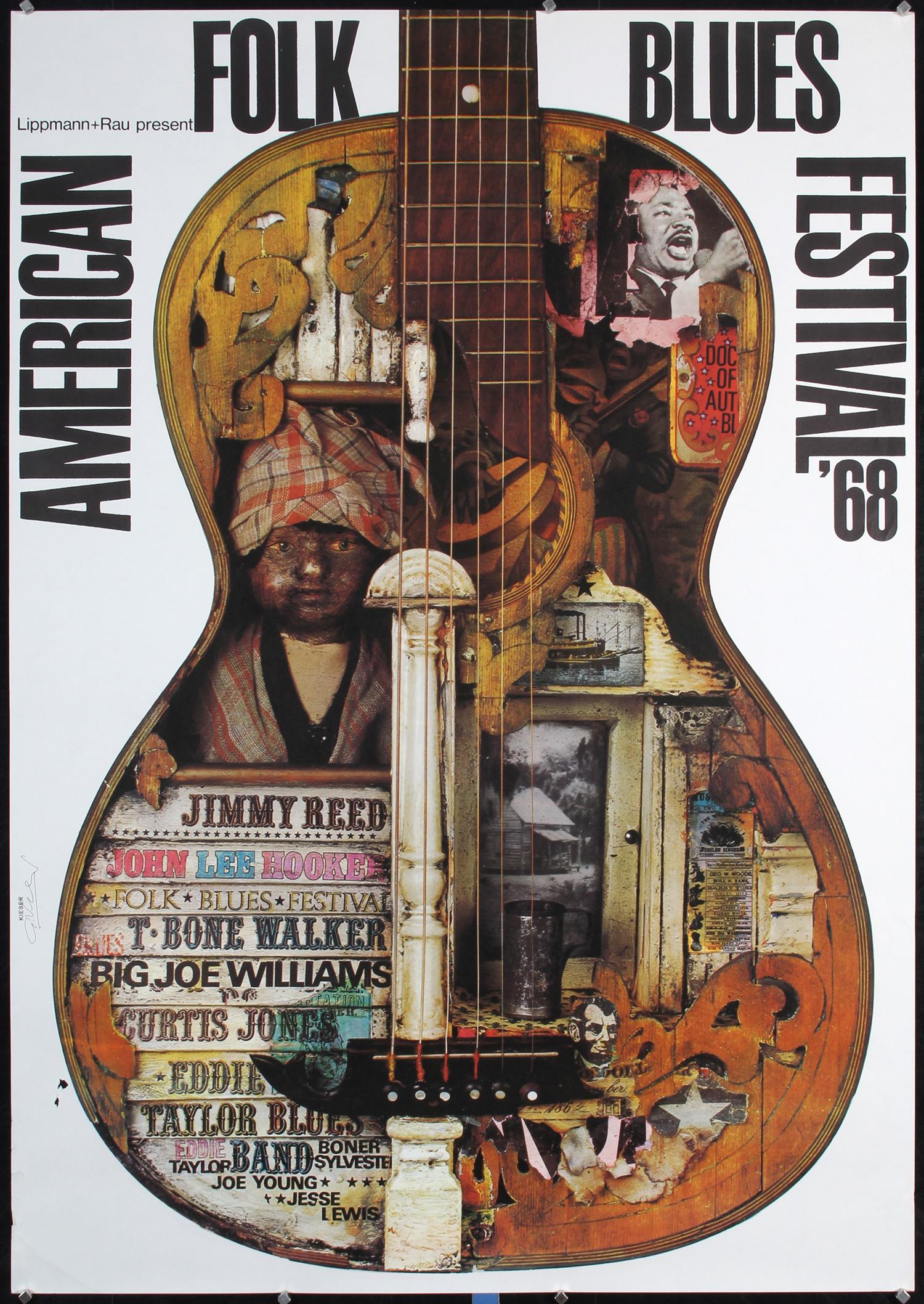 Original 1960s American Folk Poster KIESER HAND-SIGNED (1 of 1)